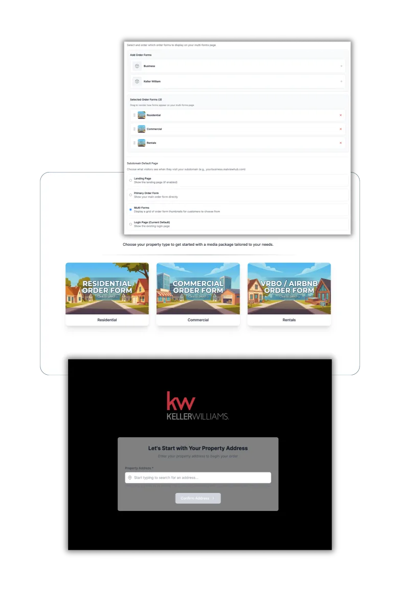 RealView Hub custom order form builder